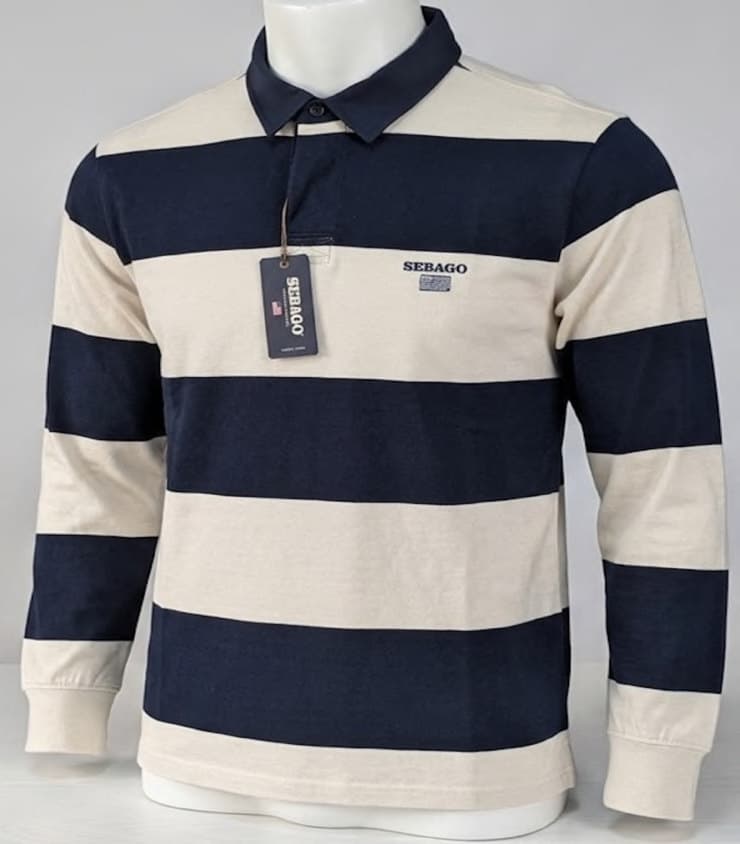 SEBAGO men's tee, long-sleeve stripe polo and hoodie in cotton single jersey and piqué