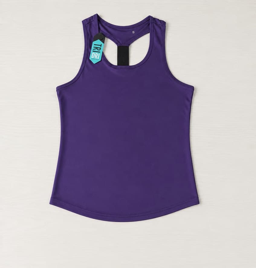 TRIDRI ladies racerback performance vest tops in moisture-managing recycled polyester