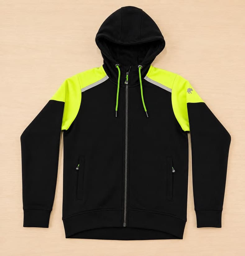 Workwear contrast hoodie, full-zip and crew neck in 70% cotton / 30% polyester fleece, 300 GSM