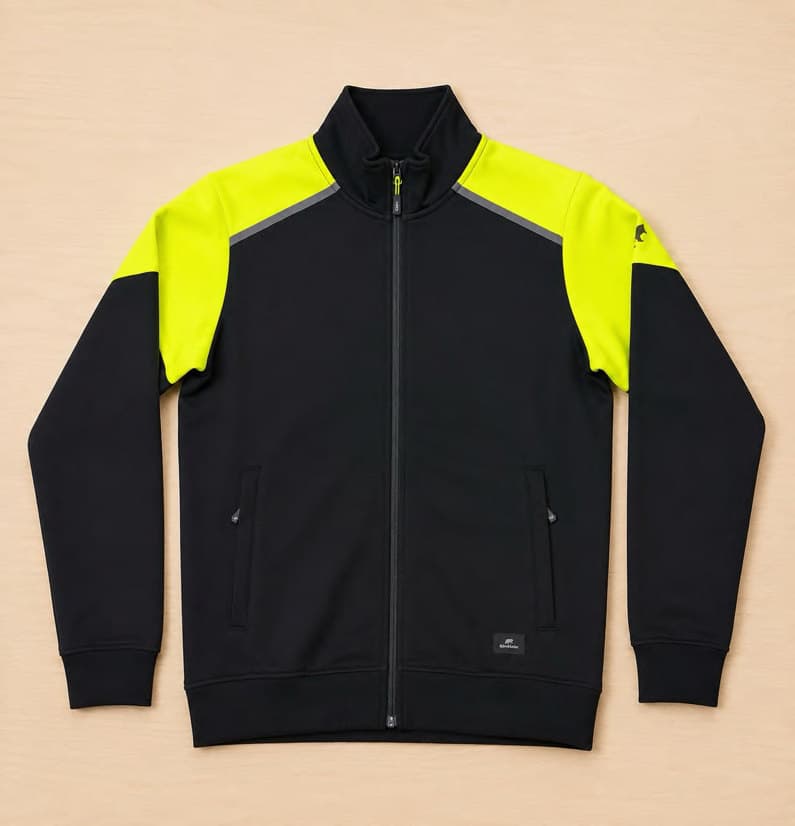 Workwear contrast hoodie, full-zip and crew neck in 70% cotton / 30% polyester fleece, 300 GSM