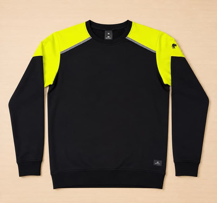 Workwear contrast hoodie, full-zip and crew neck in 70% cotton / 30% polyester fleece, 300 GSM